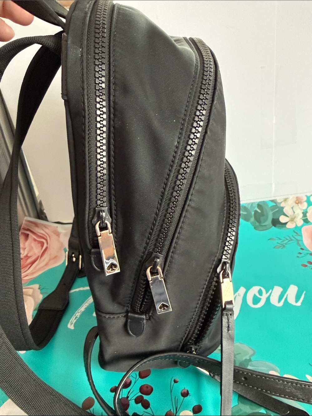Kate Spade New York Black Nylon Mini Backpack Gold Hardware - Picture 4 of 9